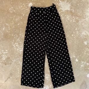 High Waisted Polkadot Wide Leg Dress Pants